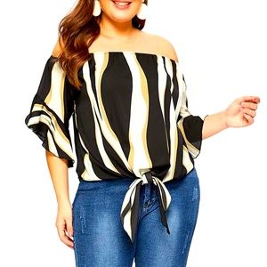 Off the shoulders knotted blouse